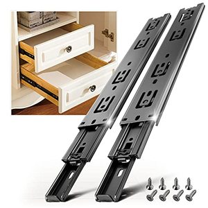 lot 25352 image: AOLISHENG 1 Pair Full Extension Drawer Slides Rails 8 10 12 14 16 18 20 22 24 Inch 100 LB Load Capacity Side Mount Ball Bearing Metal Dresser Runners File Cabinet Trash Can Slider Kitchen Glides Black