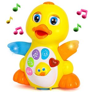 lot 25379 image: Yiosion Musical Flapping Yellow Duck Interactive Action Educational Learning Walking Light Up Dancing Toy for 1 Year Old Baby Toddler Infant