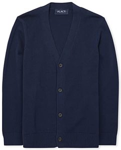 lot 25444 image: The Childrens Place boys Basic Cardigan Sweater, Tidal, Large US