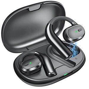 lot 25473 image: Tonfarb Open Ear Headphones, Upgrade Bone Conduction Headphones True Wireless Earbuds with Earhooks, Bluetooth Workout Headset, 40 Hours Playtime with Charing Case, Black, (05363-1)