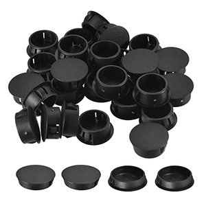 lot 25493 image: uxcell 1-916 Plastic Hole Plugs, 16Pcs Flush Type Panel Round Snap in Fastener Knockout Locking Plugs for Furniture Insert End Caps Panels, Black