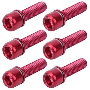 lot 25594 image: Bicycle Stem Bolts, Titanium Alloy Bike Stem Screw M5x18mm Bike Bolts Bike Handlebar Screw Hex Socket Screw Stem Parts for Cycling MTB Bicycle (Red)