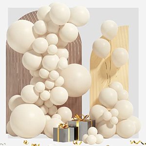 lot 25687 image: White Sand Balloon Garland Arch Kit 100 Pack 1812105 Inch Cream White Balloons Different Sizes Matte White Latex Party Balloon for Baby Shower Wedding Happy Birthday Party Decoration