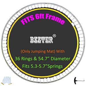 lot 25701 image: Bzzter Replacement Trampoline Mat Fits 6 Foot Frame, Trampoline mat 6ft 36 Rings 54.7 Diameter Fits 5.3-5.7 Spring, Not 6ft Diameter Mat,UV Sun Protective 6ft Trampoline MatwPull Hook and Gloves