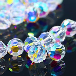 lot 25748 image: Dowarm Round Crystal Glass Beads for Jewelry Making, 4MM Rondelle Crystal Beads for Crafts Wine Charms Wind Chimes Suncatchers, 5000 Round Crystal Spacer Beads (Crystal AB)