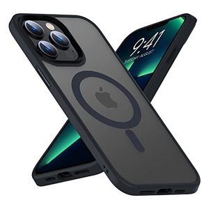 lot 25766 image: Mgnaooi Magnetic Case for iPhone 14 Pro Max Case MIL-Grade Drop Tested & Compatible with MagSafe Translucent Matte Back with Aluminum Alloy Keys, Shockproof 14 Pro Max Phone Case 6.7 Inch, Black
