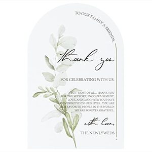 lot 25770 image: Crisky Arch Design Greenery Wedding Thank You Place Setting Cards, 50 Pcs, Chic and Elegant Wedding Table Centerpieces and Wedding Decorations, Wedding Supply, 4 x 6 inch