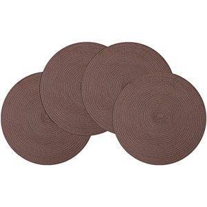 lot 25784 image: SMAAFIT Round Braided Classic Woven Placemats 15 Inch Cotton of 4 Pieces for Parties Washable Non-Slip and Comfortable Place Mats (Coffee Brown, 4)