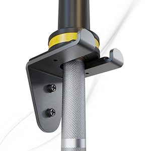 lot 25786 image: VAIIO Single Olympic Barbell Hanger,Garage Gym Bar Wall Rack,Vertical Barbell Mount Rack,Black Powder Coated,Space Saving Commercial or Home Gym Accessory,Holds Under 33mm Bar Size (Black)