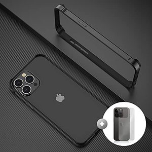 lot 25788 image: skoko iPhone 14 Pro Black Color Metal Aluminum Bumper Case Frame No Back Design  Back Protector Film, Anti Edge Shock, Back Color, Shockproof, Skin, Cover, Slim, Protector