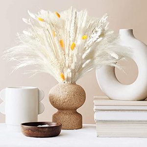lot 25798 image: White Dried Pampas Grass Decor, 98PCS Boho Home Wedding Decor Dried Flowers, Rustic Farmhouse Room Table Decor, Western Bohemian Decor Contains 17 Reed Pompas Grass Bouquet, Natural Bunny Tails