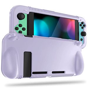 lot 25805 image: FINTIE Silicone Case Compatible with Nintendo Switch - Soft Anti-Slip Shock Proof Protective Cover with Ergonomic Grip Design, Drop Protection Grip Case (Lilac Purple)