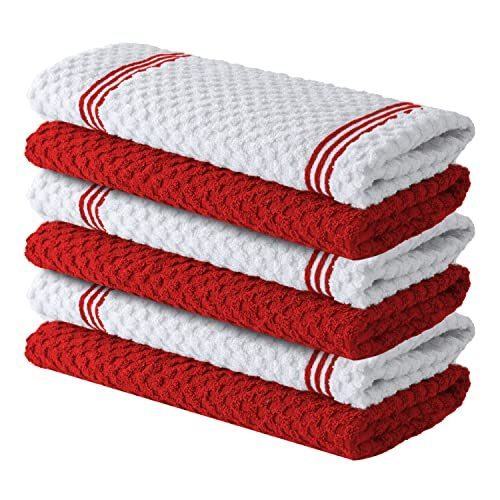 Kitchen Towels (12 Pack,15x25 Inch) Pure Cotton Dish Cloth by