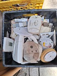 lot 3076 image: Lot of new and Gently Used Fire smoke Alarms, thermostats, timers and Heating Element Plates