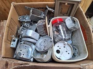lot 3087 image: Lot of Electrical conduit Metal Boxes and parts