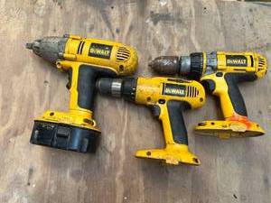 lot 1009 image: Cordless18 Volt Dewalt Tools Dewalt 12 in Impact Wrench DW059 - Drill DW997 No Battery - Drill DW988 No Battery