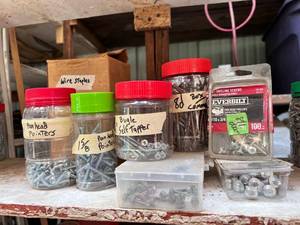 lot 1166 image: (8) Containers Boxes of Screws and Nails - Various Sizes - See Photos for Sizing