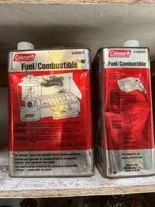 lot 2048 image: Coleman White Gas. Camping Fuel Combustible Set Of 4 Gallons