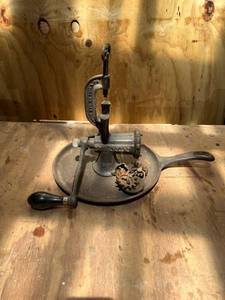 lot 1101 image: Vintage Cast Iron Skillet & Enterprise Meat Grinder