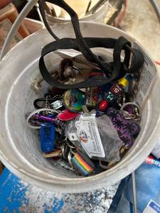 lot 1154 image: Mega Key Chain Collection- Bucket of Keys and Keys Chains