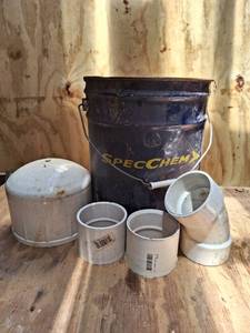 lot 4604 image: Metal Bucket of PVC Attachments