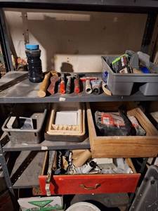 lot 1790 image: Lot of Painting Tools - Scrappers, Trays, Brushes, Paper Tape