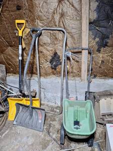 lot 1806 image: Seed Spreader and 2 Snow Shovels