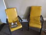 Pair Of Retro Wood Frame Arm Chairs