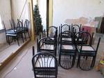 Lot Of 14 Black Metal Frame Chairs With Varying Padded Seats