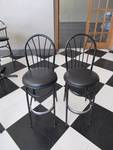 Pair Of Black Metal Frame Bar Height Chairs