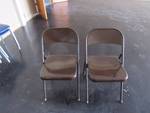 Pair Of Brown Folding Metal Chairs