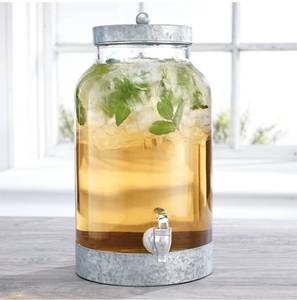 lot 53767 image: Home Essentials Fiddle & Fern 1.5 Gallon Beverage Dispenser WGalvanized Lid 549 Retail $59