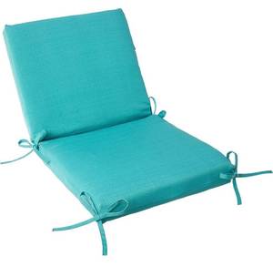 lot 53787 image: Pillow Perfect Forsyth Solid IndoorOutdoor One Piece Chair Cushion Deep Seat, Weather and Fade Resistant, Square Corner - 36.5 x 18, Blue