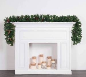 lot 53791 image: National Tree Company Pre-Lit Artificial Christmas Garland, Green, Glittery Bristle Pine, White Lights, Decorated with Pine Cones, Battery Operated, Christmas Collection, 6 Feet