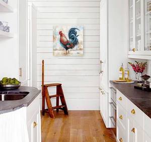 lot 53798 image: Retail 37.99 B BLINGBLING Rooster Picture for Kitchen Wall Art Golden Rooster Framed Canvas Wall Art Rustic Home Decor Ready to Hang (24x24x1Panel)