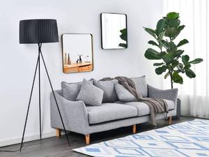 lot 53808 image: BIKARSOUL Square Mirror with Rounded Corner for Wall Decor Modern Brass Framed Wall Mirror for Living Room Bathroom Bedroom Entryway BKS-132-JIN60-D