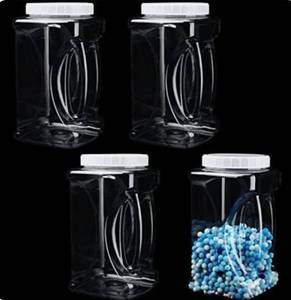 lot 53849 image: queekay 4 pieces 132 oz 1.03 gallon plastic canisters with lids, clear plastic cookies jars wide mouth square canisters powder laundry detergent container candy storage jars for kitchen