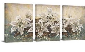 lot 53859 image: sechars 4 Piece Lily Flower Wall Art Canvas Vintage Brown Floral Painting Picture Giclee Prints Artwork for Home Bedroom Dining Room Decorations Framed Ready to Hang