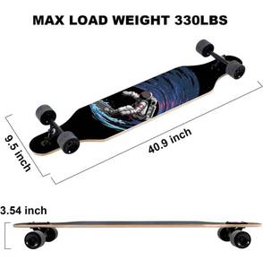 lot 53874 image: TLHB Longboard Skateboard, 41 Inch Drop Through Longboard Complete 9-Ply Nature Maple Premium Cruiser Long Board for Adults, Teens and Kids - High-Speed Bearings & T-Tool