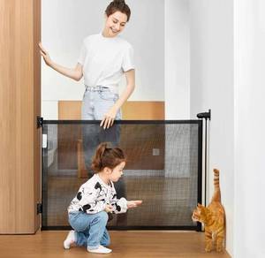 lot 53876 image: WOMHOM Retractable Baby Gates 35 Tall, Extends to 60 Wide, Retractable Gates for Stair Mesh Safety Doorway Pet gate Fabric Outdoor Indoor Baby Gate Mesh Baby Gate for Doorway (Black)