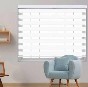 lot 53881 image: LUCKUP Zebra Blinds for Window Dual Roller Shades with Valance Cover Day and Night Curtains(39 W X 72 H-White)
