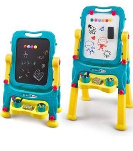 lot 53906 image: AVIASWIN Large Art Easel for Kids, Kid Art Double Sided Easel Standing Chalkboard and Magnetic Drawing Dry Retail $74