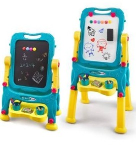 lot 53907 image: AVIASWIN Large Art Easel for Kids, Kid Art Double Sided Easel Standing Chalkboard and Magnetic Drawing Dry Retail $74