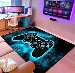 lot 53916 image: Gaming Video Game Area Rugs for Boys Teens Modern Cool Tech Style Gaming Room Home Decor Gamer Controller Gamepad