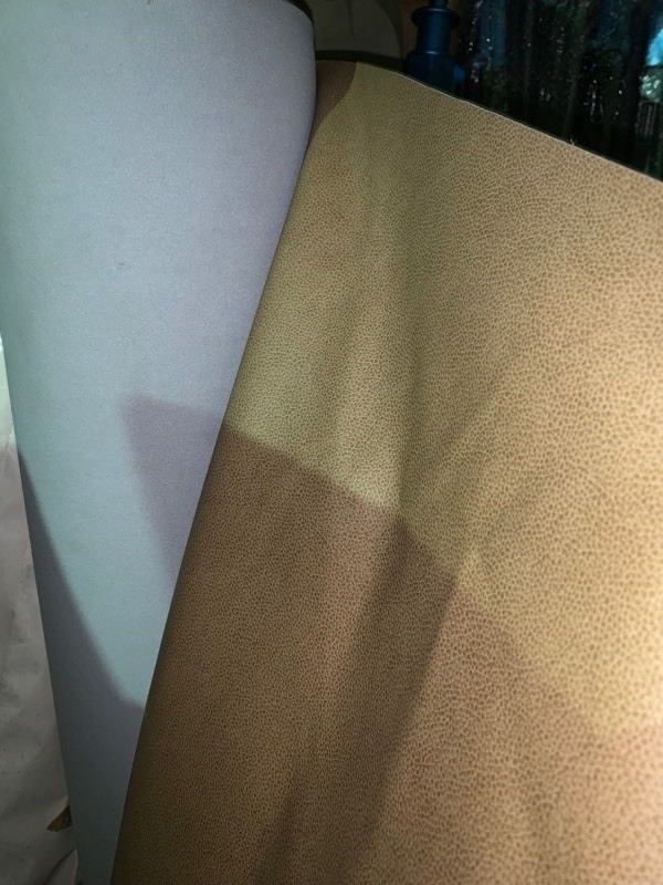 lot 106 image: 1 New Role 56x 15 Feet of Upholstery Leather Look Fabric, Brown