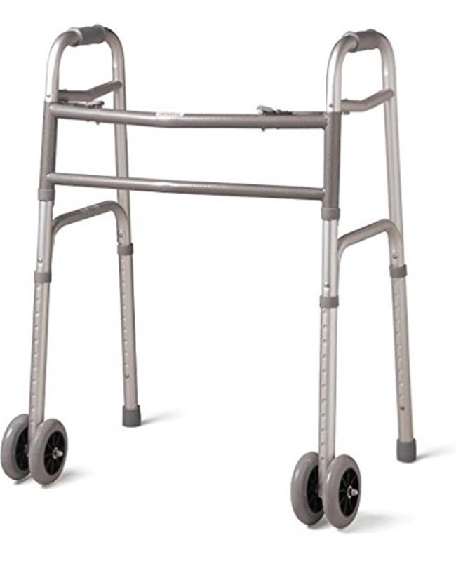 lot 166 image: New DRIVE Bariatric Heavy-Duty Folding Walker with Wheels for Seniors, Adults, Extra Wide Front Wheel Walker (2 - 5wheels), Sized for Adults up to 450 lbs