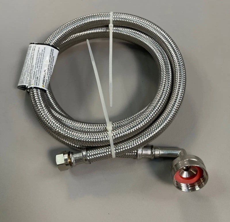 lot 200 image: New ELECTROLUX 6 ft Dishwasher Braided Stainless Waterline Molded 34 Hose Elbow