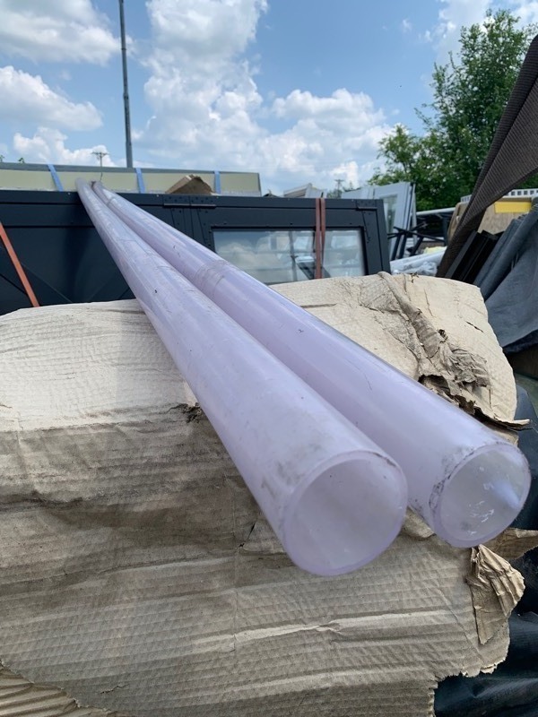 lot 234 image: 2 Large Heavy Duty 2-14x 10ft PVC Growerselect Flexible Auger Tubes, Translucent