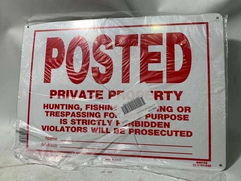 lot 337 image: New Set of 6 Aluminum POSTED Private Property Signs