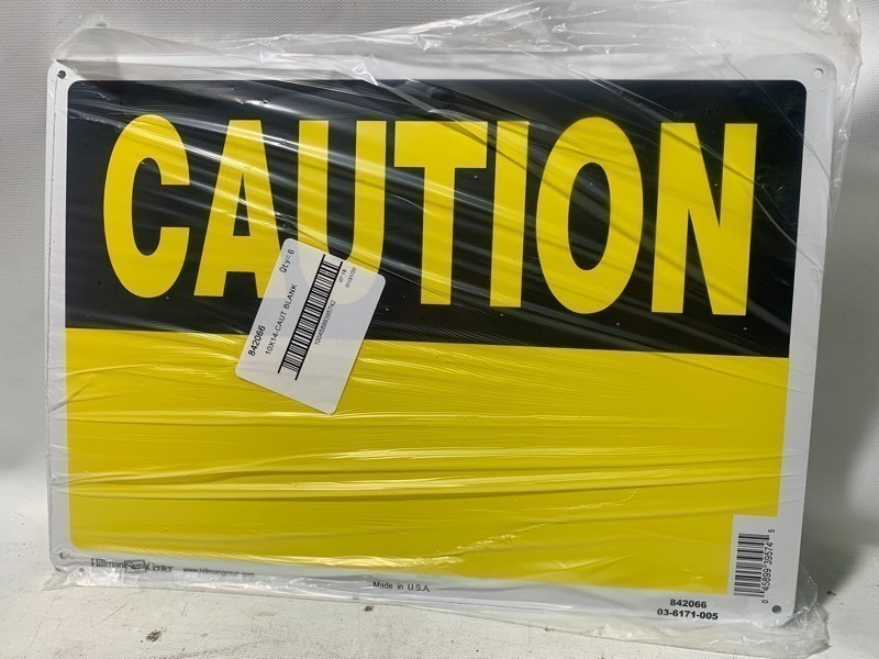 lot 339 image: New Set of 6 Aluminum 10x14 CAUTION Blank Signs